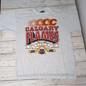Vintage 1992 Calgary Flames Graphic T Shirt Size XL